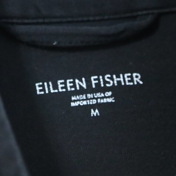 Eileen Fisher Organic Cotton Snap Button Full Zip Black Jacket Women's - Picture 4 of 8